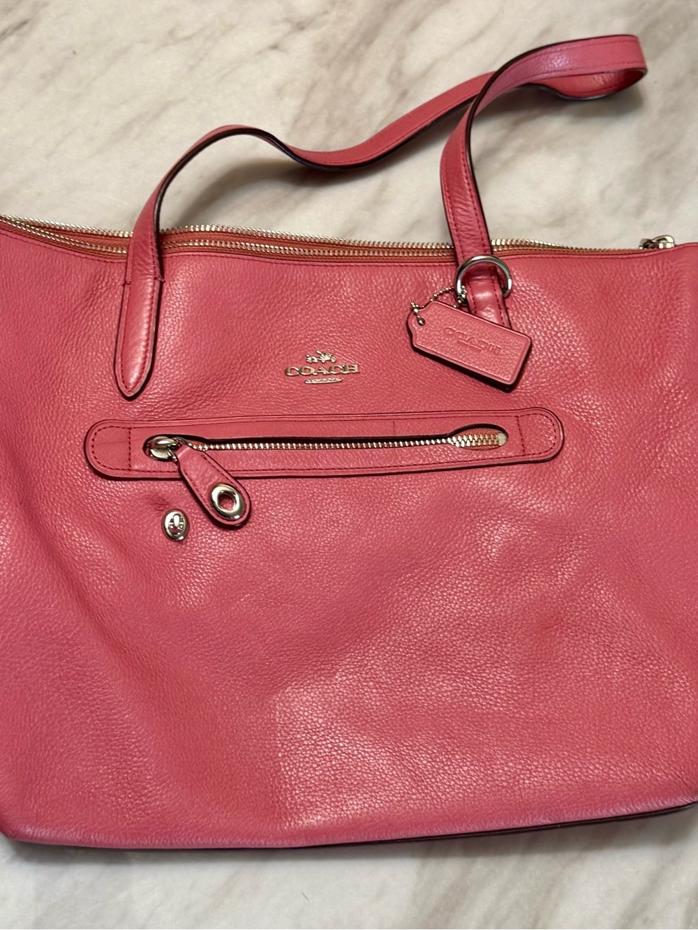 Coach pink pebbled leather handbag